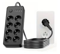 Multiprise 12 Prises Avec 2 Port Usb C,4 Port Usb A (5V2,4A) Parasurtenseur Parafoudre Et Surtension Avec Interrupteur Cordon 1,8M