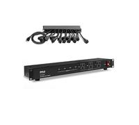 Pyle Multiprise Rack 1U 12 Prises - PDU avec 3 Prises Frontales, 4 Ports USB 5V/2A, Disjoncteur 15A, Câble 4,5 m, Boîtier Métal, pour Serveurs, Studio & Installation