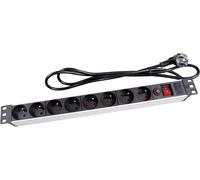 Multiprise 19 pouces Velleman EBP08PDU x8 noir, acier inoxydable 1 pc(s)