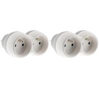 Multiprise 2 Prises pour façade - Biplites - 2x16A - Gris/Blanc - Gamme Boléa - Zenitech (Lot de 2)