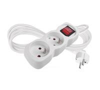 Multiprise 2 x 2 m avec interrupteur- 2 prises orientables à 45°-250 V,16 A,3680 W-Protection renforcée contre les contacts-Blanc