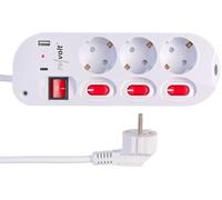 Multiprise 3 prises avec interrupteurs et 2 ports USB [revolt]