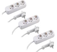 Multiprise 3 Prises Fiche Extra Plate Câble de 1,4 m Blanc IP20 intérieur Multiprise avec fiche Plate/Prise de Table/multiprise
