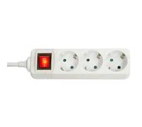 Multiprise 3 prises Schuko avec interrupteur, blanc