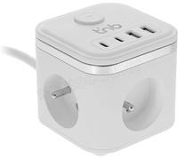 Multiprise 3 prises T'nB 1,5m + 2x USB-A & 2x USB-C (Blanc)