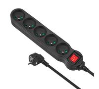 Maclean Multiprise MCE185 Bock - 5 prises avec interrupteur - câble 5 m Noir