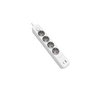 Multiprise 4 Prises avec câble intégré de 1,5 m, Ports USB Type A et C, Couleur Blanche. Conçu pour Charger des appareils et connecter des équipements.