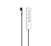 Multiprise, 4 prises, prot. contre surtens., connect. plat, 1,5 m, nr/blc