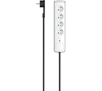 Multiprise, 4 prises, prot. contre surtens., connect. plat, 3m, nr/blc