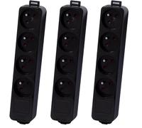 Multiprise 4x16A sans Cordon - Blanc ou Noir - Chacon (Noir) (Lot de 3)