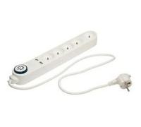 Multiprise 5 prises avec 2 USB - Blanc