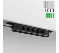 Multiprise 5 prises - Montage sous table - 2USB-C (PD20W) + 2USB-A (QC3.0 18 W) - 4000 W - Multiprise à monter sous le meuble avec interrupteur de protection contre les surcharges - Solution de