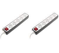 Multiprise 5x16A 2P+T + Interrupteur + Housse - Gris - Zenitech (Lot de 2)