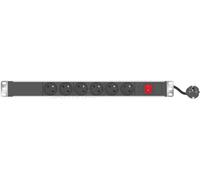 Multiprise rackable pour armoire réseau - longueur 19'' - hauteur 1U - 6 prises CEE 7/5 - fiche CEE 7/7 - interrupteur - voyant lumineux