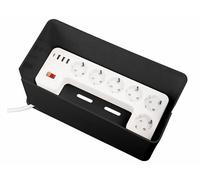 Revolt Multiprise 6 prises secteur + 4 USB avec boîte de rangement - coloris noir
