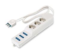 Multiprise 6 sorties 2P+T 16A 250V blanc avec fiche S17 câble 1,5 m Scame Bluel