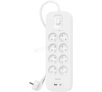 Rallonge Multiprise Parafoudre 8 Prises avec USB et USB-C 2 m Blanc