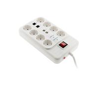 Multiprise 8 prises Schuko FILTRE+TV+ADSL+FAX - Blanc - Zenitech