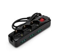 Multiprise 9 places : 3 prises Schuko+6 prises bivalentes 10/16 A Câble 1,5 m et interrupteur