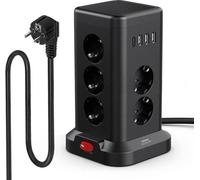 Multiprise à 11 prises avec USB, protection contre les surtensions, sécurité enfants, prise Schuko, USB-C, USB-A, rallonge, prise de cuisine