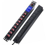 Multiprise à montage en rack à 9 voies avec interrupteurs simples, parasurtenseur PDU 15 A, 125 V, 1875 W, unité de distribution d'alimentation pour rack de serveur 1U avec