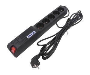 Multiprise ACAR 504W 5M : prises de sécurité : 5 250VAC 10A noir HSK DATA