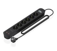 Multiprise Aisens ASPS-2A2C17-BK 6 Prises 2 USB-A 2 USB-C avec Protection et Interrupteur