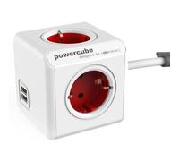 Multiprise Allocacoc Powercube Extended 4 Prises 2 USB-A 1.5 m Fixation adhésive Rouge