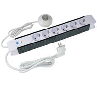Multiprise as-Schwabe à 6 prises, câble de 1,5 m avec interrupteur au pied, prise Schuko, IP20