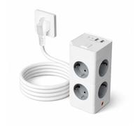 Multiprise avec 4 ports USB 8 prises - Multiprise cube avec interrupteur, parasurtenseur - 1,5 mm² - Rallonge - Tour de prise (3 m)