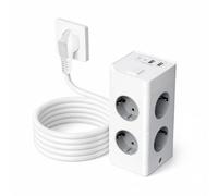 Multiprise avec 4 ports USB 8 prises - Multiprise cube avec interrupteur, parasurtenseur - 1,5 mm² - Rallonge - Tour de prise (5 m)