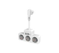 Multiprise avec adaptateur secteur international, prises européennes et 3 ports USB pour appareils intelligents