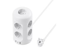 Multiprise avec Interrupteur, 12 en 1 Multiprises (9 Prises avec 3 USB), 3680W/16A Adaptateur Secteur Parafoudre et Surtension, avec Rallonge Electrique 2M, Tour Prise Multiple pour Maison, Le Bureau