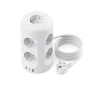 Multiprise avec Interrupteur, 12 en 1 Multiprises (9 Prises avec 3 USB), 3680W/16A Adaptateur Secteur Parafoudre et Surtension, avec Rallonge Electrique 3M, Tour Prise Multiple pour Maison, Le Bureau