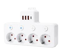 Multiprise avec Interrupteur Individuel, Multiprise Murale 4 Prises USB, Prise Multiple Parafoudre, Multiprises 4 USB (1 Type-C) Flexible Bureau, pour Maison, Cuisine, Voyage