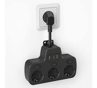 Multiprise avec Interrupteur Individuel,Multiprise USB C,0,1m Câble Court | Bloc Prise Multiple 3 Prises 3 USB Chargeur,Rallonge Electrique Adaptateur Triplette Prise Murale,Pour Maison et Bureau,Noire