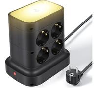 Multiprise avec Interrupteur Tour Multiprise 7 Prises et 4 USB Parafoudre et Surtension avec éclairage LED Réglable avec Rallonge