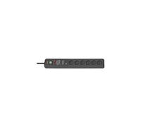 Brennenstuhl 1159541376 Secure-Tec Bloc de 6 Prises avec parasurtenseur 15000 A signal sonore Noir