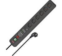 Brennenstuhl 1159541376 Secure-Tec Bloc de 6 Prises avec parasurtenseur 15000 A signal sonore Noir
