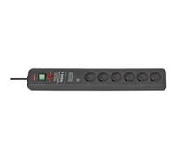 Brennenstuhl 1159541376 Secure-Tec Bloc de 6 Prises avec parasurtenseur 15000 A signal sonore Noir