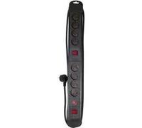 Chacon Bloc multiprises 8 x 16 A avec 2 interrupteurs 1,5 m Noir