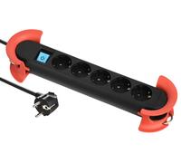 Multiprise Bachmann HOOK Indoor à 5 prises, IP20, 5,0 m, rouge, avec interrupteur