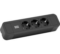 Multiprise Bachmann PRIMO 2 ALU, 3 prises, noir, 2,0 m, sans interrupteur