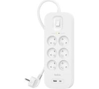Rallonge Multiprise Parafoudre 6 Prises avec USB et USB-C Blanc