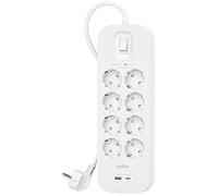 Belkin Multiprise 8 prises – Protection contre les surtensions 900 J, USB-A + USB-C PD 18W, câble 2m