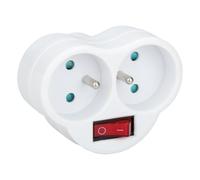 Multiprise biplite 16A + interrupteur façade - blanc - Zenitech