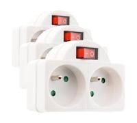 Multiprise biplite 16A + Interrupteur façade - Blanc - Zenitech (Lot de 3)