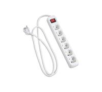 Multiprise Blanche 6 Prises Schuko avec Interrupteur, 1,5 m H5VV-F 3G1,5 m㎡, Base de 6 Prises