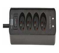 Brennenstuhl Ecolor Multiprise avec USB et 4 Prises (multiprise avec 2 chargeurs USB, flèche et câble de 1,5 m) Noir