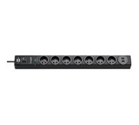 Brennenstuhl, multiprise à 7 prises de type E avec 2 ports USB et protection contre les surtensions, noir